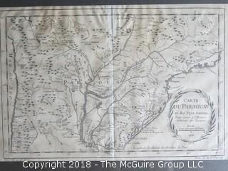 Historical map of Paraguay; circa 1796; Image Size 8 1/2 x 12 12 1/2"