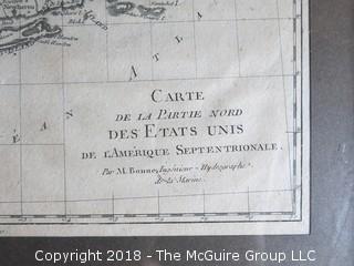 Historical map of North America; circa 1783; Paris and Isle de Fer. Relief shown pictorially. LC Maps of North America, 1750-1789; Contributor: Bonne, Rigobert; Image Size 9 x 12"
