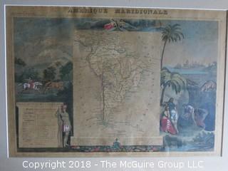 Historical Map of South America; cartographer V. Levasseur; engraver Laguillermie and painted by Ramond Bonheur; circa 1800; Image Size 13 x 17"