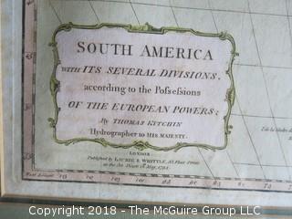 South America with its several divisions of the European Powers, by Thomas Kitchin, Hydroprapher to his Majesty, circa 1794; published by Laurie and Whittle; Image Size 18 x 21 1/2" 