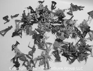 Collection of Vintage toy soldiers and such {photos were taken in black and white by mistake)