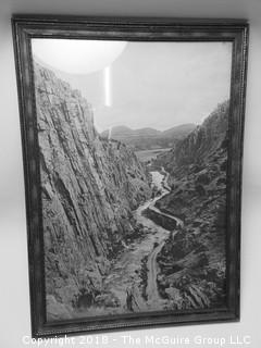 Framed photo of scenic highway along gorge; 11 x 17" {photos were taken in black and white by mistake) 