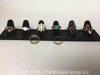 Collection of costume (9) rings  