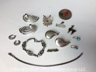 Sterling Earrings, Bracelets, and Pins