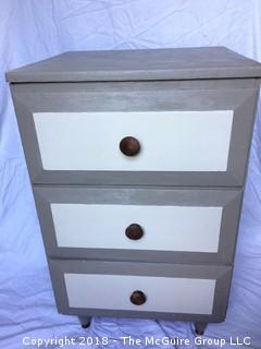 Two-Tone, Three-Drawer Wood Side Table/Chest