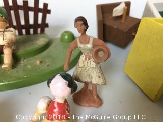 Wooden German Figures Need Repair, Mini Bird Houses, Walter Merten Mini People for Model Railroad