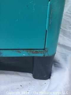 Vintage Turquoise Metal Cabinet with Enamel Top 