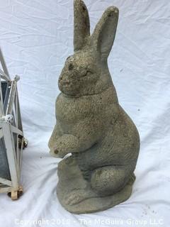 Concrete Garden Bunny Statue and Plant Pot with Trellis