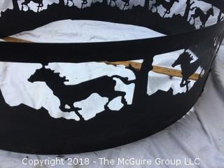 Metal Fire Ring with Running Horse Cutouts