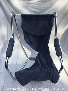 MCM Blue Chrome Tube Lounge Arm Chair Needs Stuffing Resewn