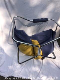 MCM Blue Chrome Tube Lounge Arm Chair Needs Stuffing Resewn