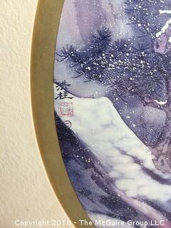 Framed Asian Print of Horse Cart in Snowy Landscape