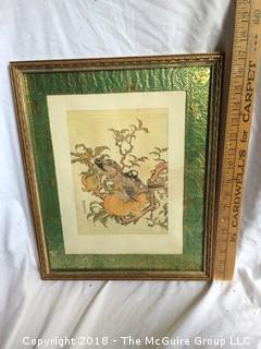 Framed Asian Print of Birds in Tree