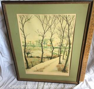 Framed Listed Artist Albert Drackovitch Lithograph of Landscape Signed