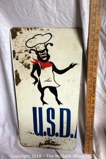 Metal USDA Cow Chef Sign