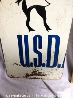 Metal USDA Cow Chef Sign