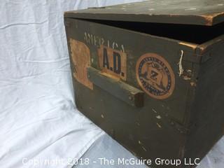 Wooden Army Trunk with Labels