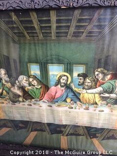 Vintage Print of Di Vinci's Last Supper in Old Frame with Glass