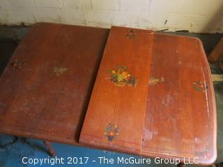 Mid-Century Table with period stenciling; 