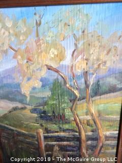 Signed Oil on Board Landscape with Tree