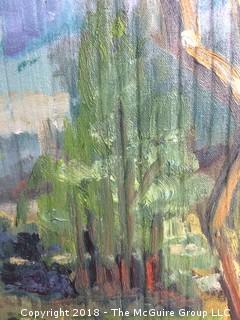 Signed Oil on Board Landscape with Tree