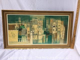 Listed Artist William Thon Signed Lithograph In Frame Under Glass