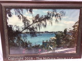 Photograph of Shore in Lovely Wood Carved Frame Under Glass