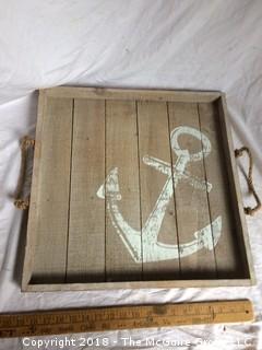 Beachy Wood Tray and Water Jug