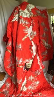 Japanese Silk Embroidered Crane Wedding Kimono with Tear on Back