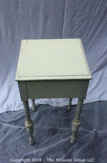 Vintage Shabby White Wood Table with Drawer