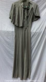 Vintage 1920s Evening Gown with Wrap, Sequins, Size Small