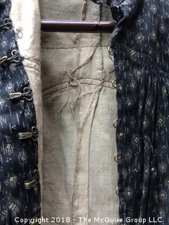 Victorian Women's Small Jacket in Patterned Material with Gather in Back, Lined, Eye Hook Closure