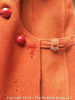 Vintage Toddler Size Wool Coat with Buttons, Buckle, With Lining and Embroidery