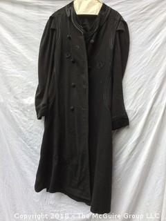 Black Embroidered Wool Women's Coat