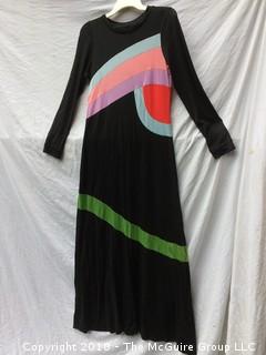 Stretch Graphic Print Maxi Dress Vintage Size 10