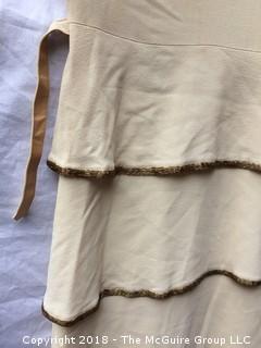 Vintage Cream Women's Evening Dress with Beading and Layers