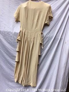 Vintage Cream Women's Evening Dress with Beading and Layers