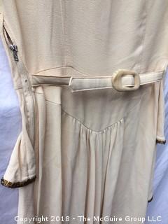 Vintage Cream Women's Evening Dress with Beading and Layers