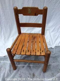 Vintage Wood Child's Chair with Old Decal