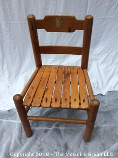 Vintage Wood Child's Chair with Old Decal