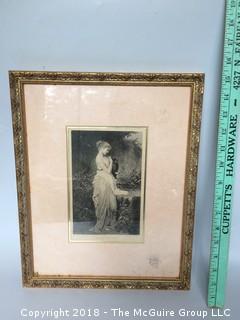 Etching of Psyche in Gold Frame