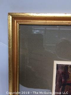 Signed Color Etching in Gold Frame 