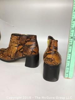 Faux Snake Skin Chunky Ankle Boots Women's Size 8