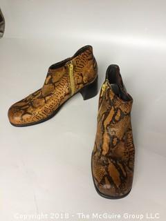 Faux Snake Skin Chunky Ankle Boots Women's Size 8