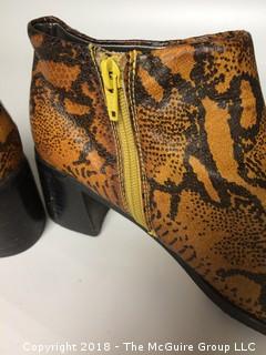 Faux Snake Skin Chunky Ankle Boots Women's Size 8