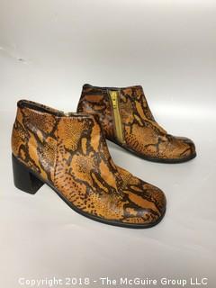 Faux Snake Skin Chunky Ankle Boots Women's Size 8