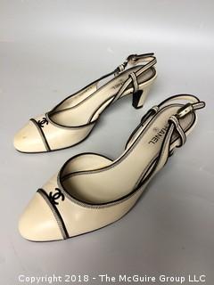 Vintage Chanel Cream Slingback Heels Size 38