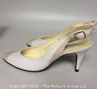 Vintage Diane von Furstenberg Cream and Taupe Slingback Heels Size 6M