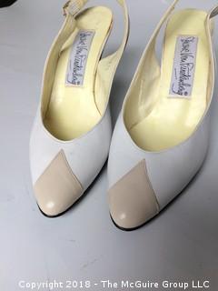 Vintage Diane von Furstenberg Cream and Taupe Slingback Heels Size 6M