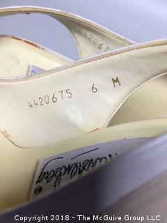 Vintage Diane von Furstenberg Cream and Taupe Slingback Heels Size 6M